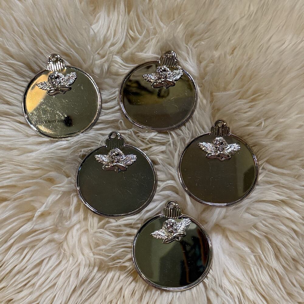 VTG Department 56 silver-plated cherub angel mirror picture frame ornaments